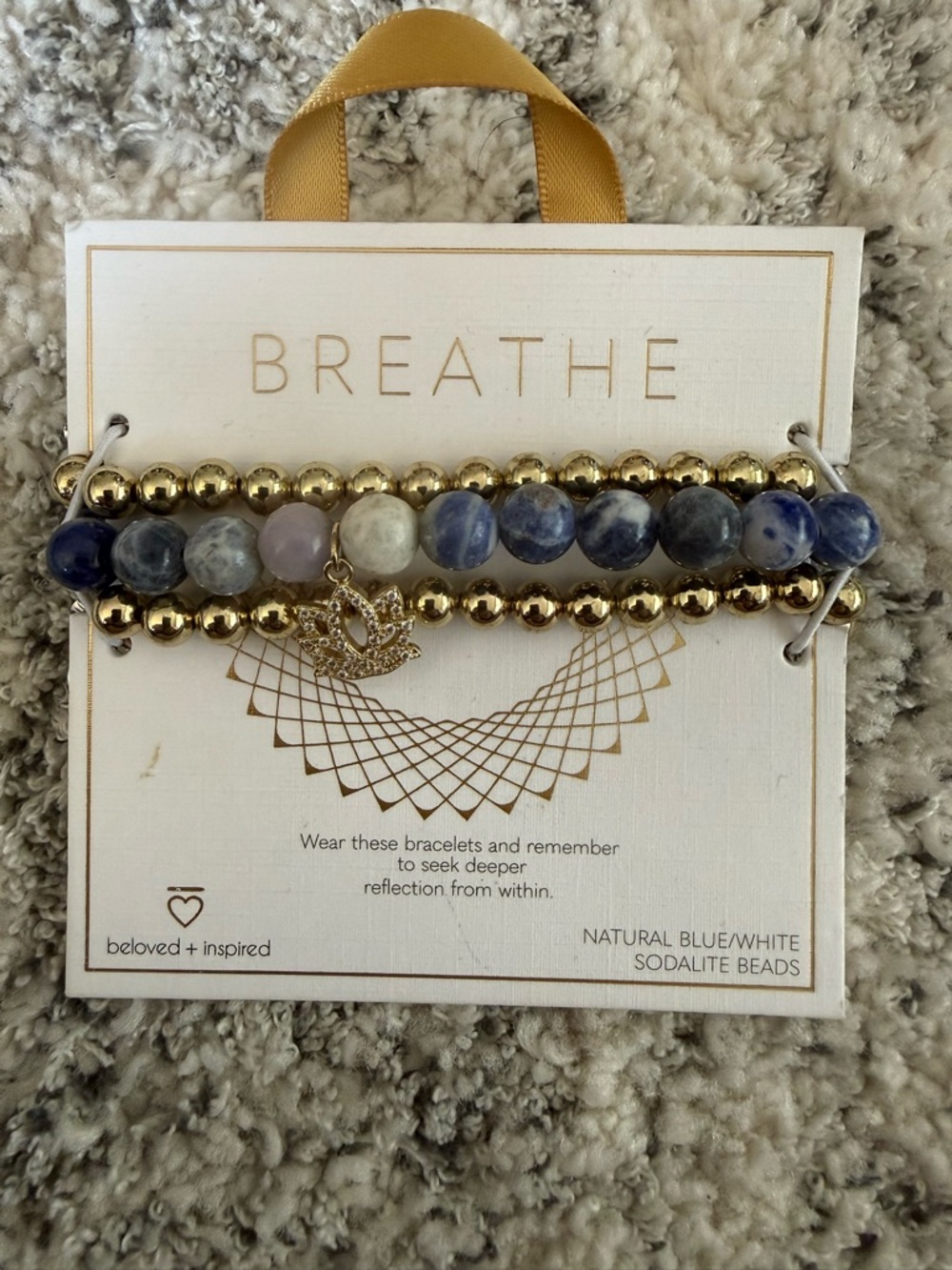 Breathe Blue/White Sodalite & Gold Bead Bracelet Set